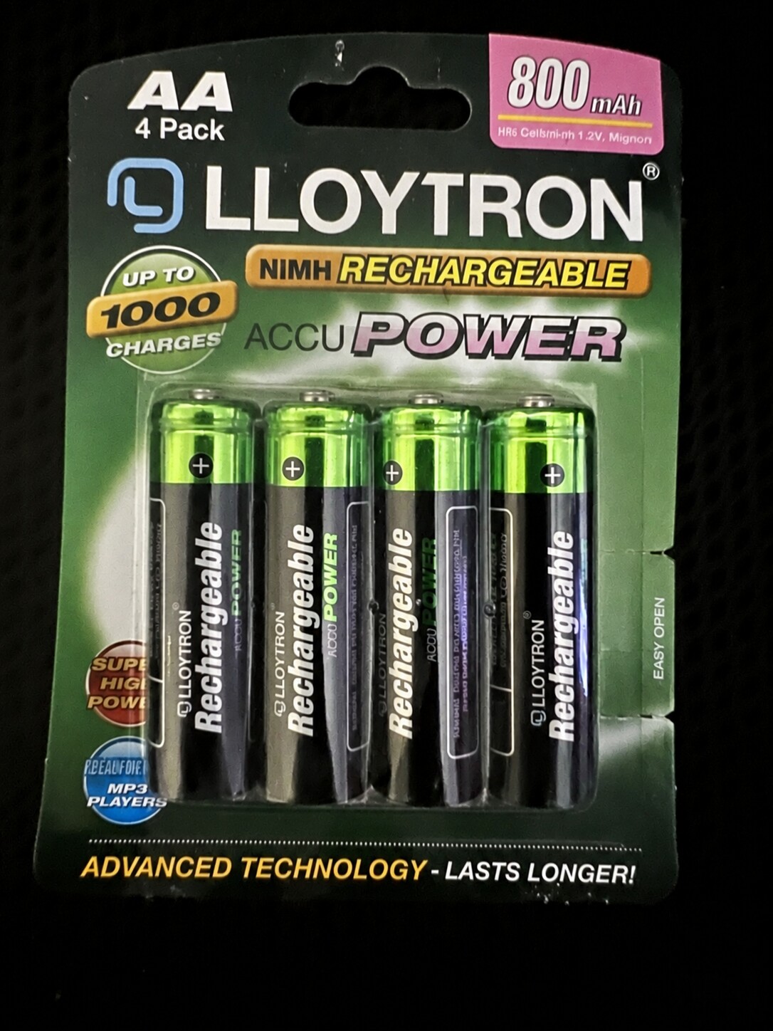 Lloytron AccuPower AA Rechargeable Batteries 800mAh NiMH 4 Pack B011 2